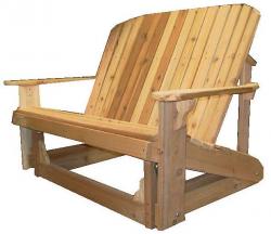 Love Seat Glider Our Western Red Cedar is hand-selected and sourced from sustainable managed Pacific Northwest forests. 

The Cedar wood is a full 1 thick and is Kiln-Dried to a moisture content of 8% or less.  The hardware we use is all quality stainless steel that is manufactured in the U.S.  All of the pieces in our Adirondack products are glued with elasticized polyurethane adhesive as well as being screwed. Our outdoor furniture is Eco-Friendly environmentally sustainable and comes with a Lifetime Warranty at no additional cost to you.